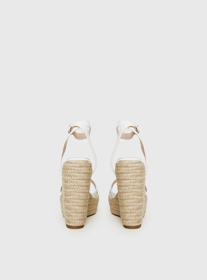 Jesper Espadrille Wedged Heels White Croc