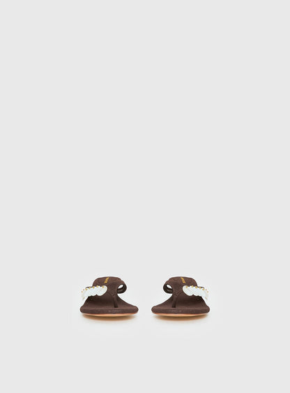 Ginnia Shell Detail Thong Heels Chocolate