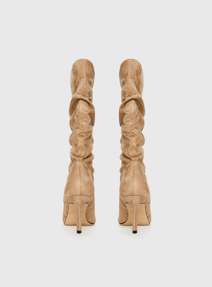 Such A Charmer Faux Suede Scrunch Boot Tan
