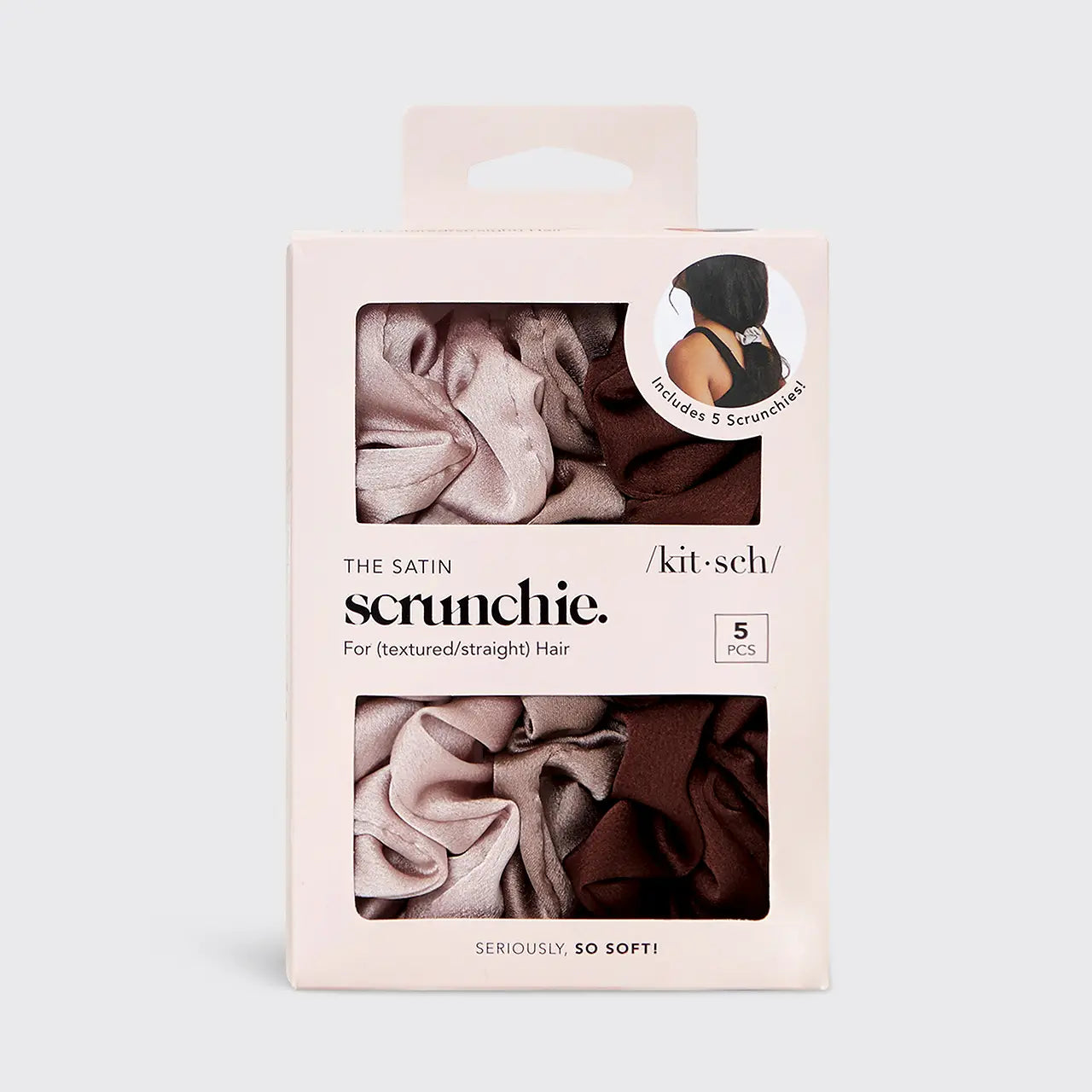 KITSCH - Satin Sleep Scrunchies 5pc - Cameo