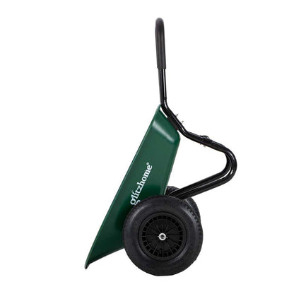 5-cu ft Green Steel Framed Plastic Garden Dual-Wheel Utility Dump Cart