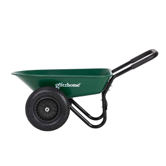 5-cu ft Green Steel Framed Plastic Garden Dual-Wheel Utility Dump Cart