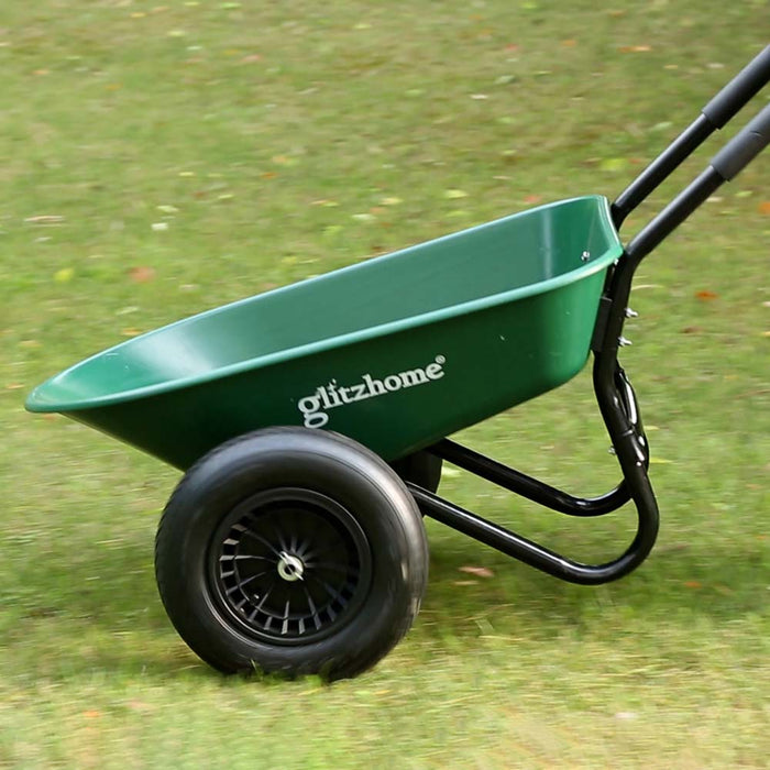 5-cu ft Green Steel Framed Plastic Garden Dual-Wheel Utility Dump Cart
