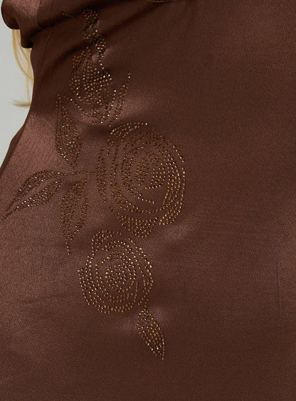 Catch You Up Beaded Mini Dress Brown
