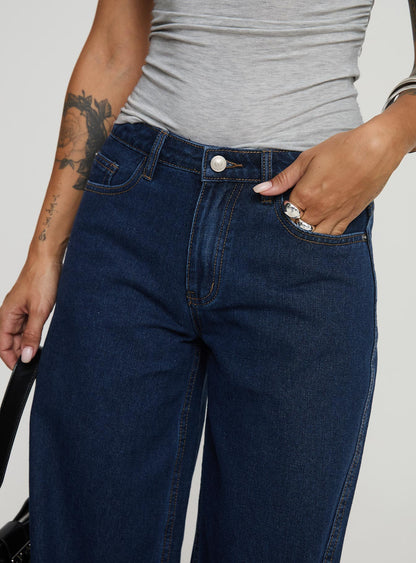 Maryanne Mid Rise Straight Leg Jeans Dark Wash