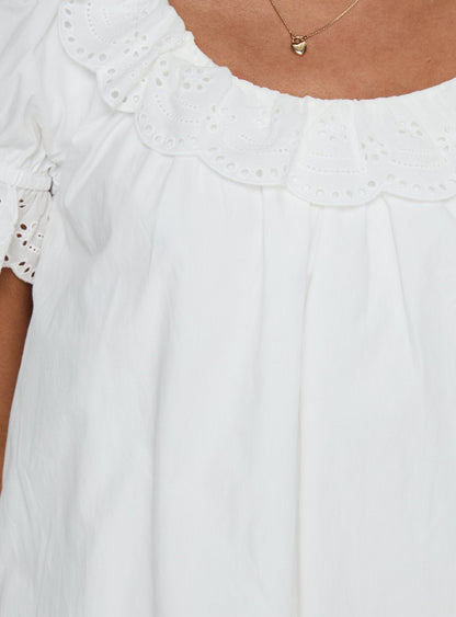 Trinka Frill Collared Mini Dress White