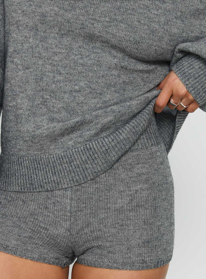Lirian Knit Off Shoulder Set Grey