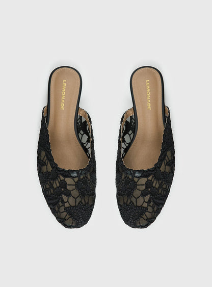 Gretta Lace Slip On Flats Black