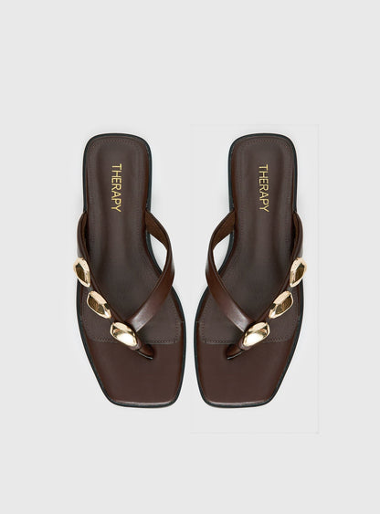 Therapy Guise Hardware Detail Sandals Brown / Gold