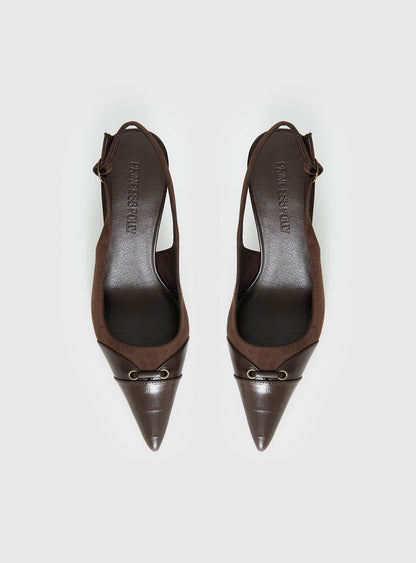 Tiptoe Slingback Heels Brown