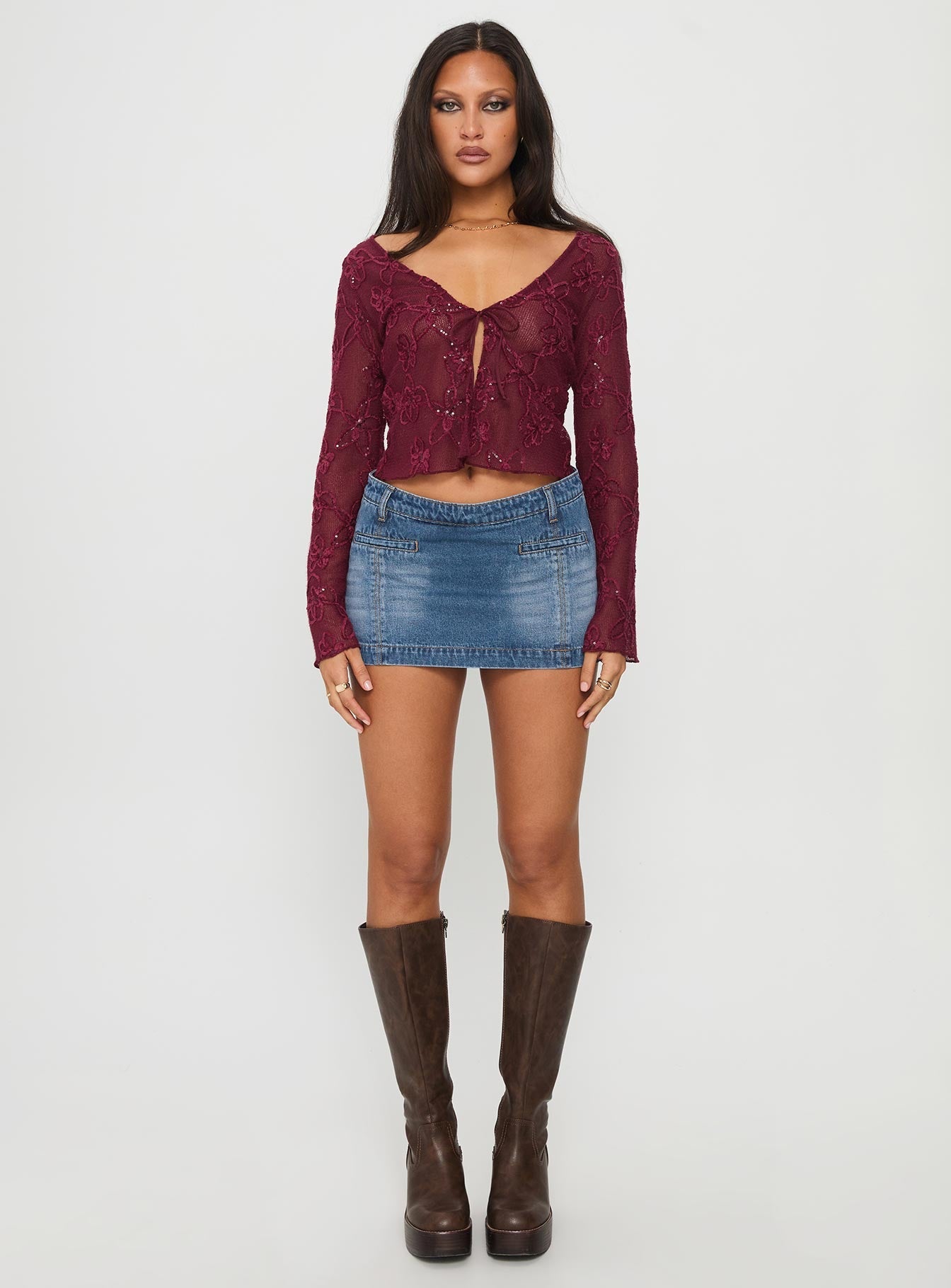 Darbi Denim Mini Skort Mid Blue