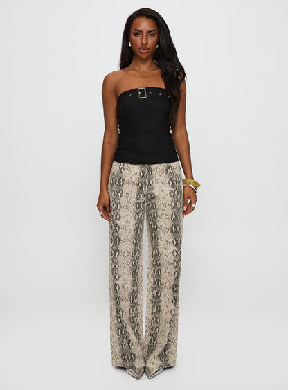 Satellite Strapless Buckle Detail Top Black