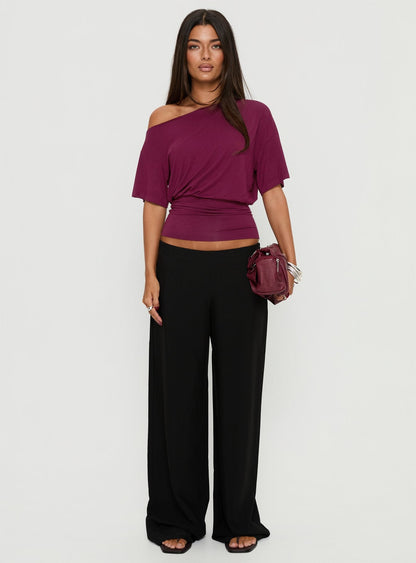 Ashlinn Off Shoulder Drapey Top Cherry Lacquer