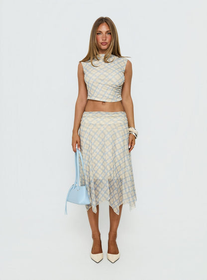In My Lane Ruched Waist Midi Skirt Multi