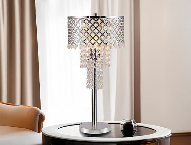 6239T-1 CRYSTAL ON MESH TABLE LAMP 24"H