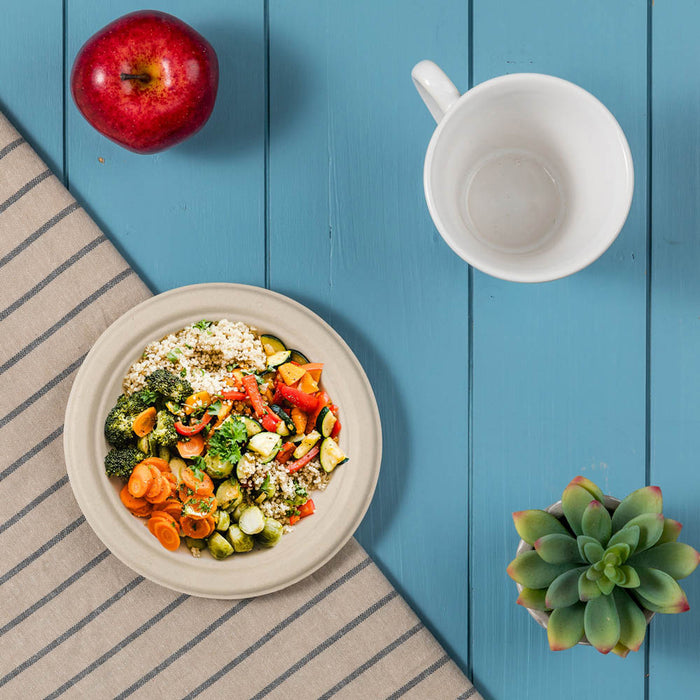 7 inch Natural Compostable & Disposable Sugarcane Plates, 600 Pack