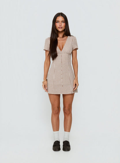 Loveliness Romper Brown Check