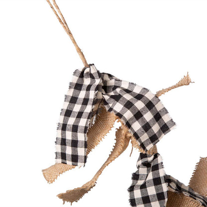 72"L Black & White Plaid Fabric/Linen Garland