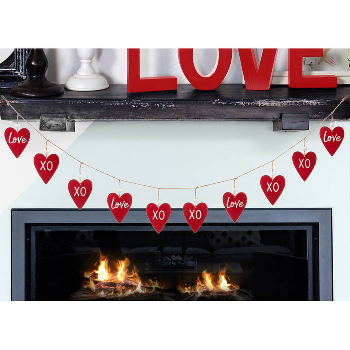 72"L Valentine's Wooden/Metal Heart Garland