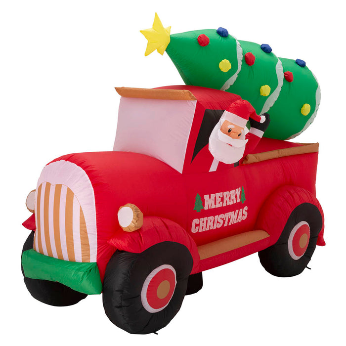 7ft Lighted Santa Claus On Pick Up Truck Inflatable Decor