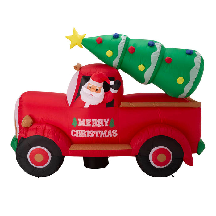 7ft Lighted Santa Claus On Pick Up Truck Inflatable Decor