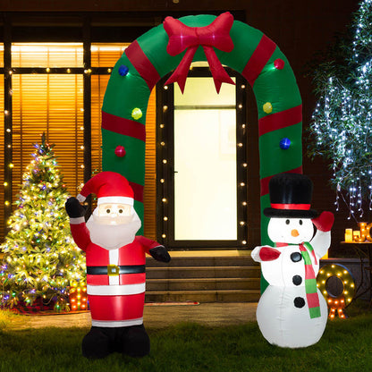 8 ft Lighted Inflatable Santa and Snowman Gate Arch