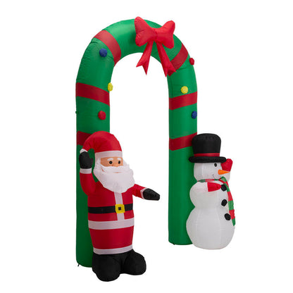 8 ft Lighted Inflatable Santa and Snowman Gate Arch