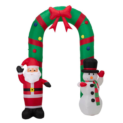 8 ft Lighted Inflatable Santa and Snowman Gate Arch