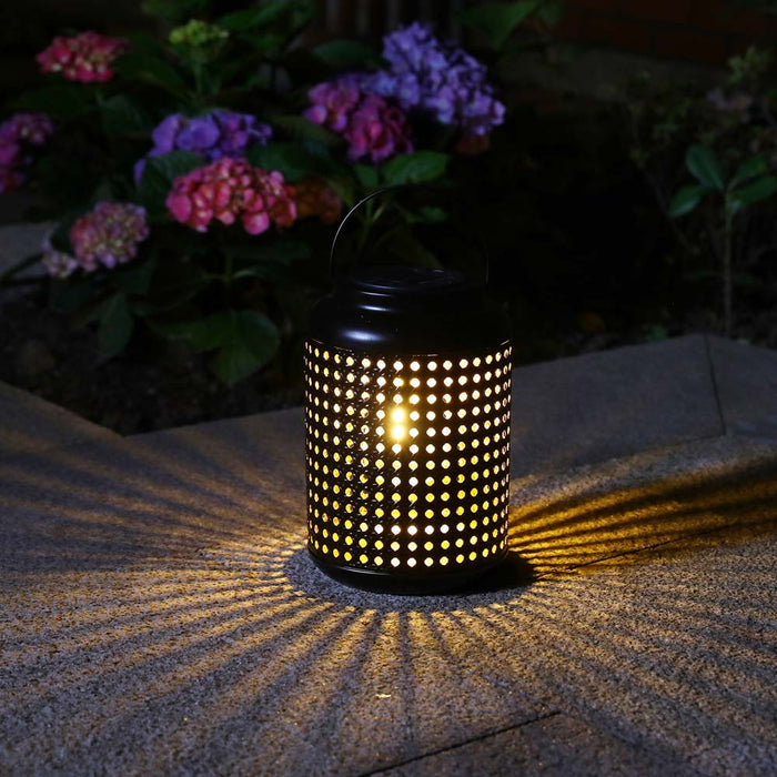 8.75"H Metal Cutout Solar Powered Outdoor Hanging Lantern