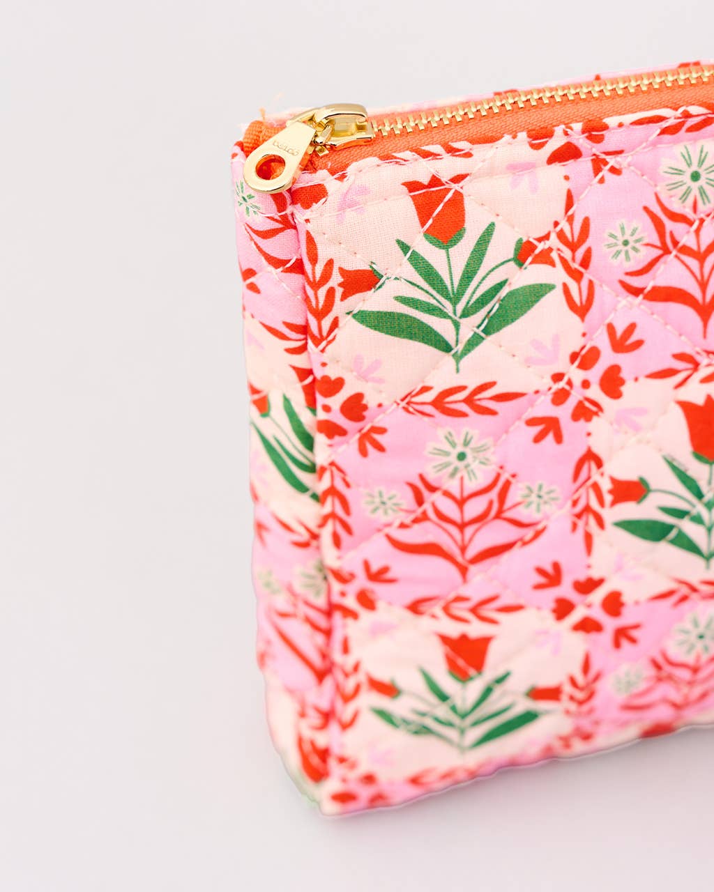 BANDO - Quilted Pouch, Pink Tile Floral