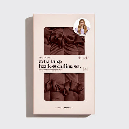 KITSCH - XL Satin Heatless Curling Set - Chocolate