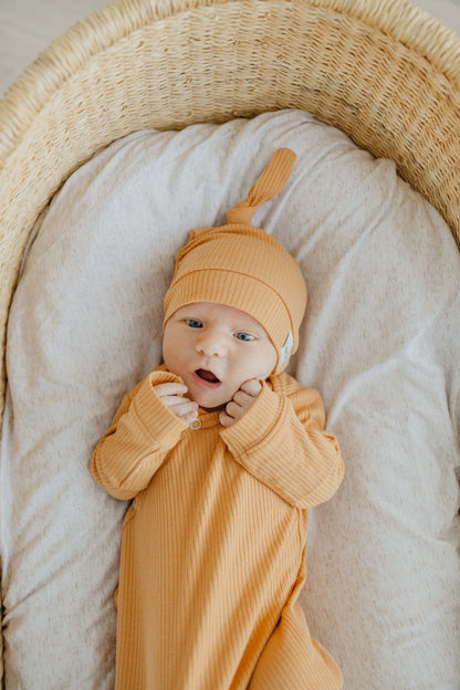 Rib Knit Top Knot Hat - Dolce