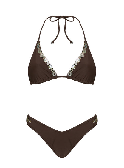 Edita Triangle Bikini Top Brown