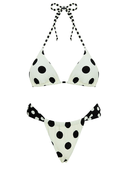 Jenner High Side Bikini Bottom Cream / Polka Dot