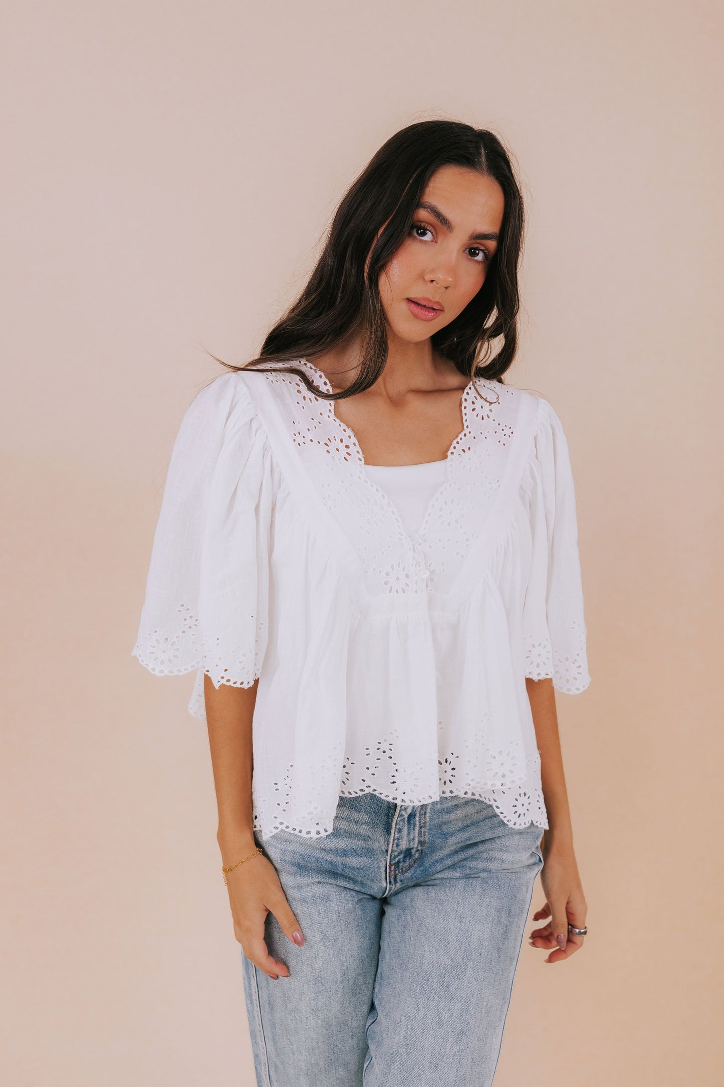 FREE PEOPLE - Costa Eyelet Top
