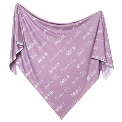 Personalized Baby Name Swaddle Blanket - Mulberry