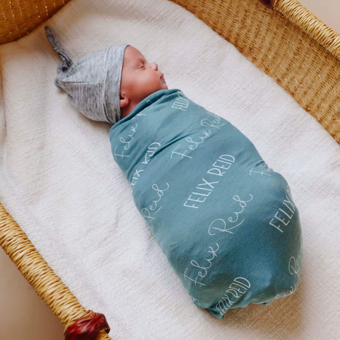 Personalized Baby Name Swaddle Blanket - Teal