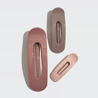 KITSCH - Flat Lay Claw Clip 3pc Flat - Terracotta