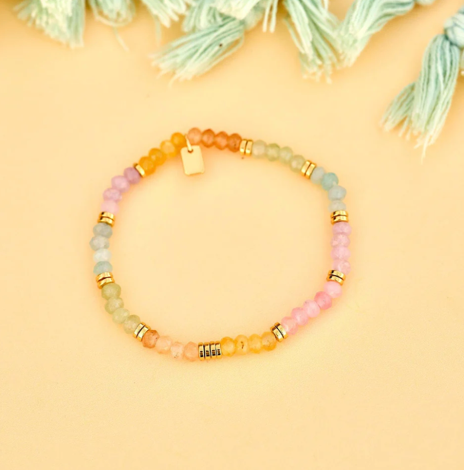 PURA VIDA - Ombre Rainbow Bead Stretch Bracelet