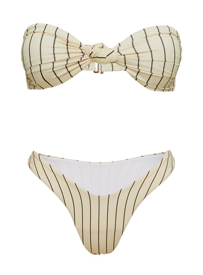 Nevaeh High Cut Bikini Bottoms Yellow Stripe