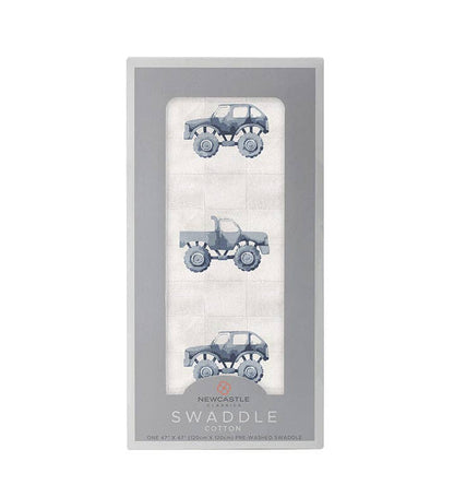 BABY - Indigo Monster Trucks Cotton Swaddle