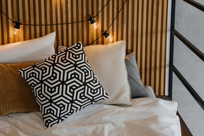 Abstract Geometric Outdoor Pillows Black & White