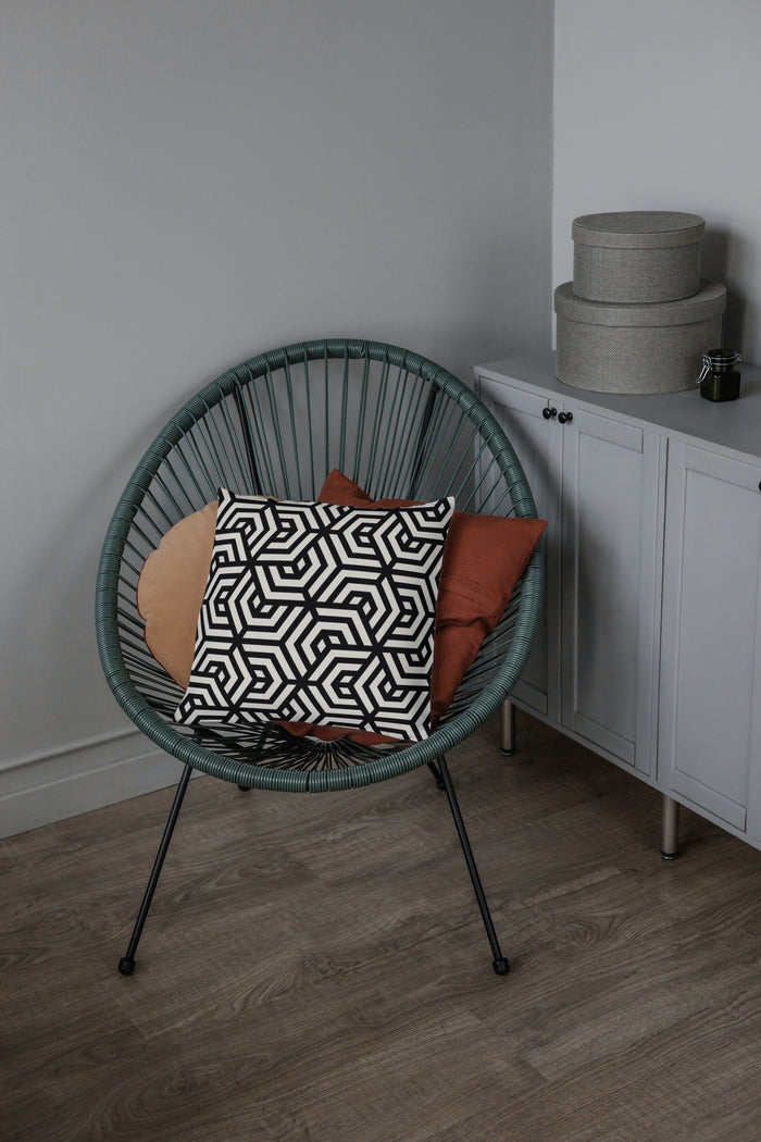 Abstract Geometric Outdoor Pillows Black & White