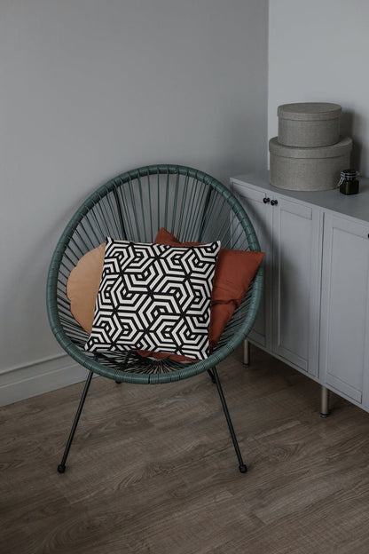 Abstract Geometric Outdoor Pillows Black & White