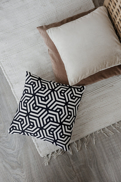 Abstract Geometric Outdoor Pillows Black & White
