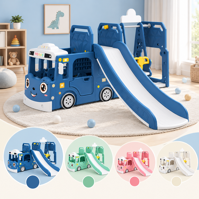 ALL 4 KIDS Lucas Baby Slider and Swing Play Center with Bus