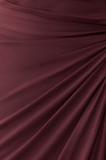 Alyn Off Shoulder Draped Maxi Dress - Dark Plum