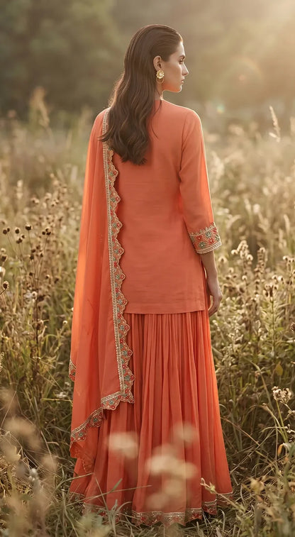 Amber Phulkari Sharara Set