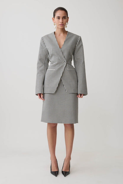 Amelie Tweed Midi Skirt - Houndstooth