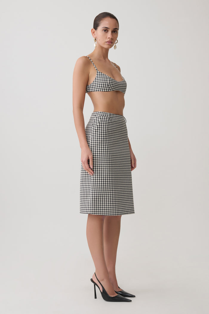 Amelie Tweed Midi Skirt - Houndstooth